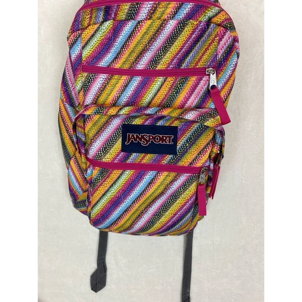 JanSport Big Student Backpack Multi-Color Diagonal Woven Stripe